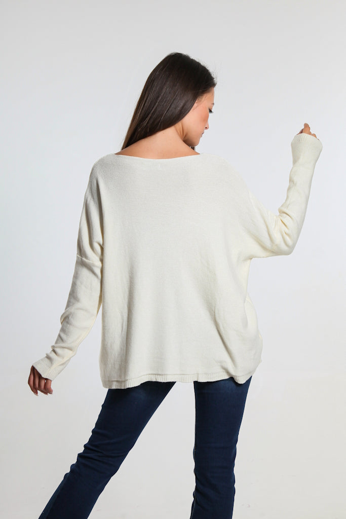 BLS423-105 Cream Darby Seriously Soft Single Pocket Sweater