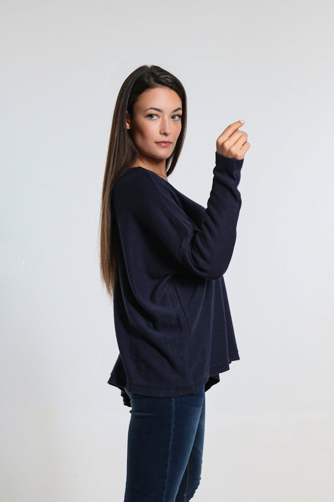 BLS423-409 Navy Darby Seriously Soft Single Pocket Sweater
