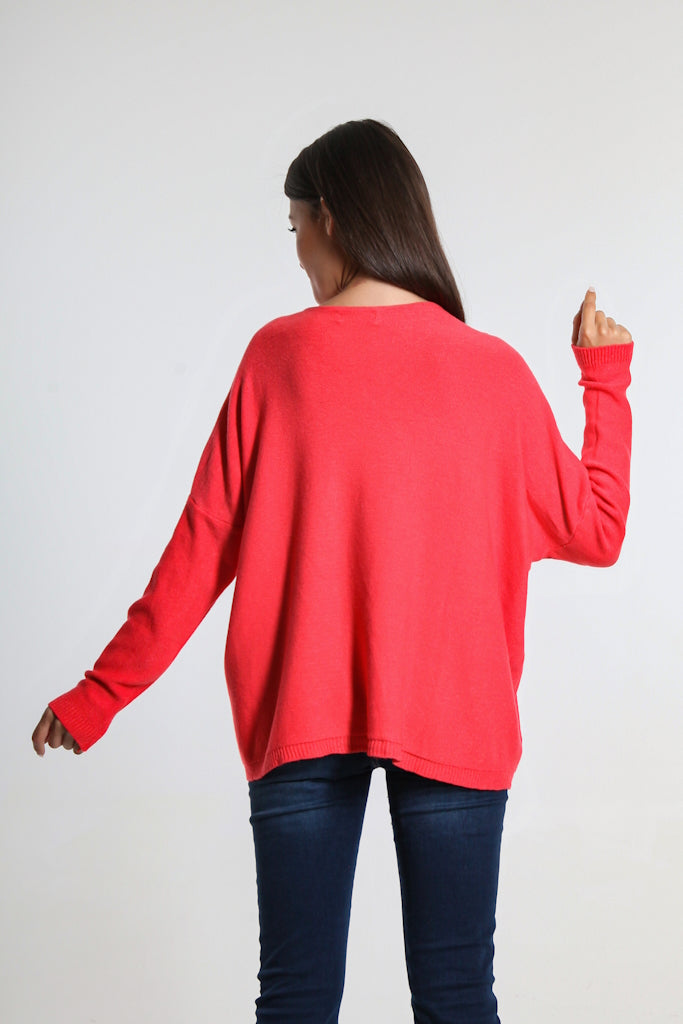 BLS423-810 Coral Darby Seriously Soft Single Pocket Sweater