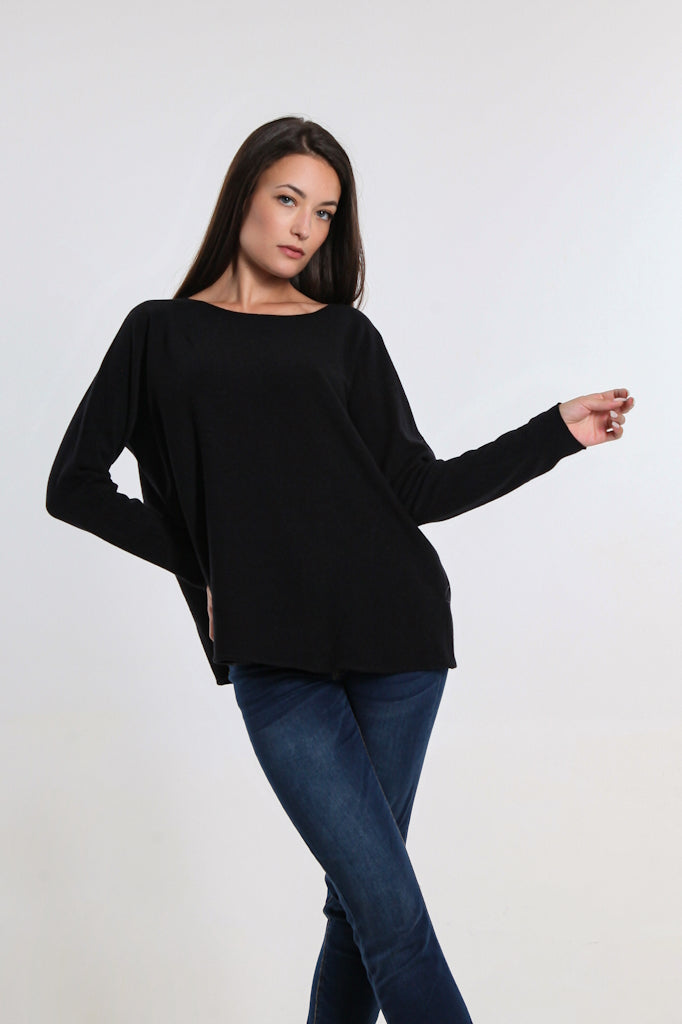 BLS425-001 Black Laurin Seriously Soft Jewel Neck Sweater