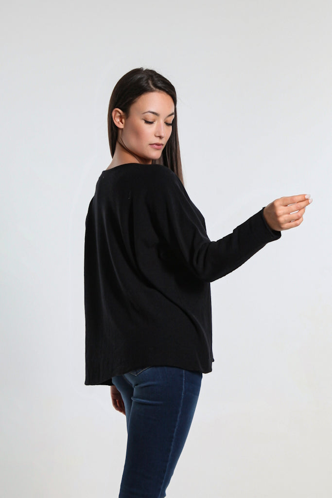 BLS425-001 Black Laurin Seriously Soft Jewel Neck Sweater