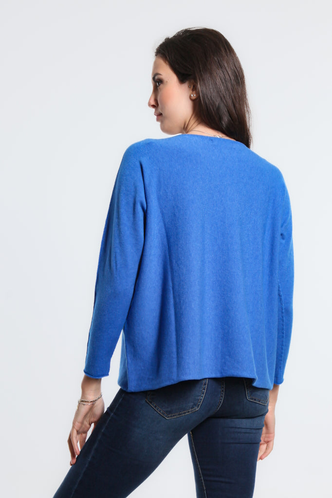BLS425-407 Royal Blue Laurin Seriously Soft Jewel Neck Sweater