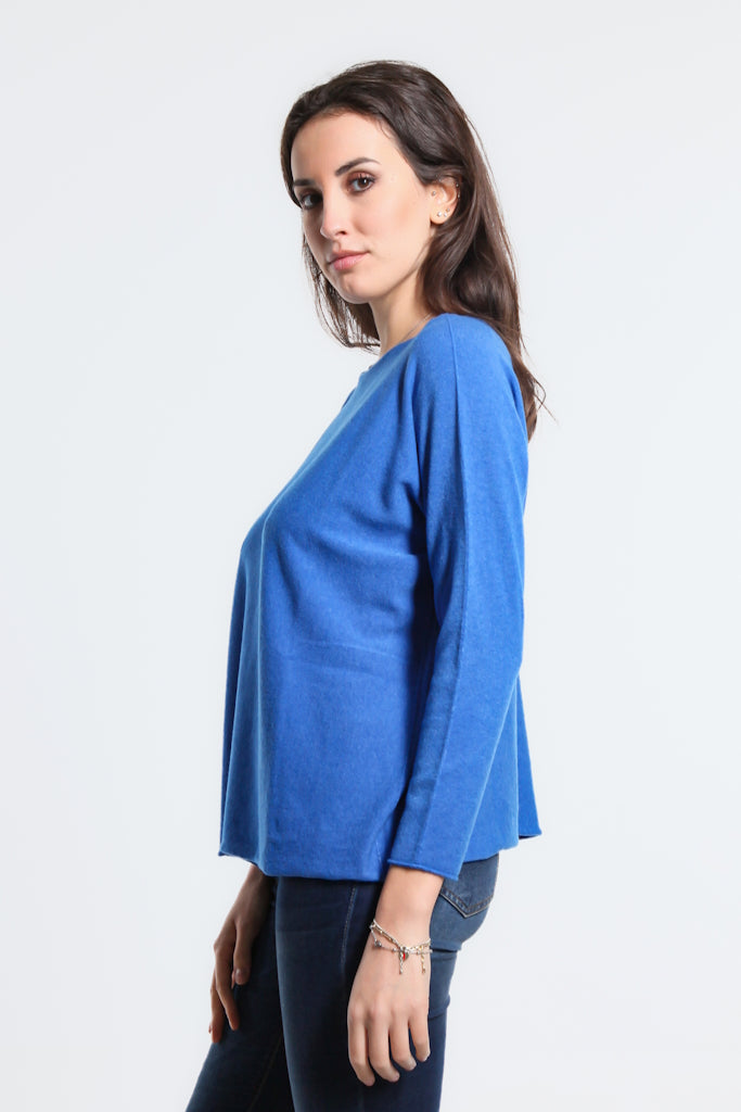 BLS425-407 Royal Blue Laurin Seriously Soft Jewel Neck Sweater