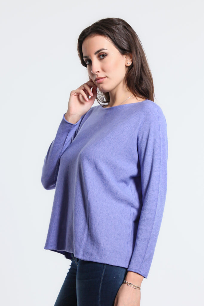 BLS425-437 Periwinkle Laurin Seriously Soft Jewel Neck Sweater