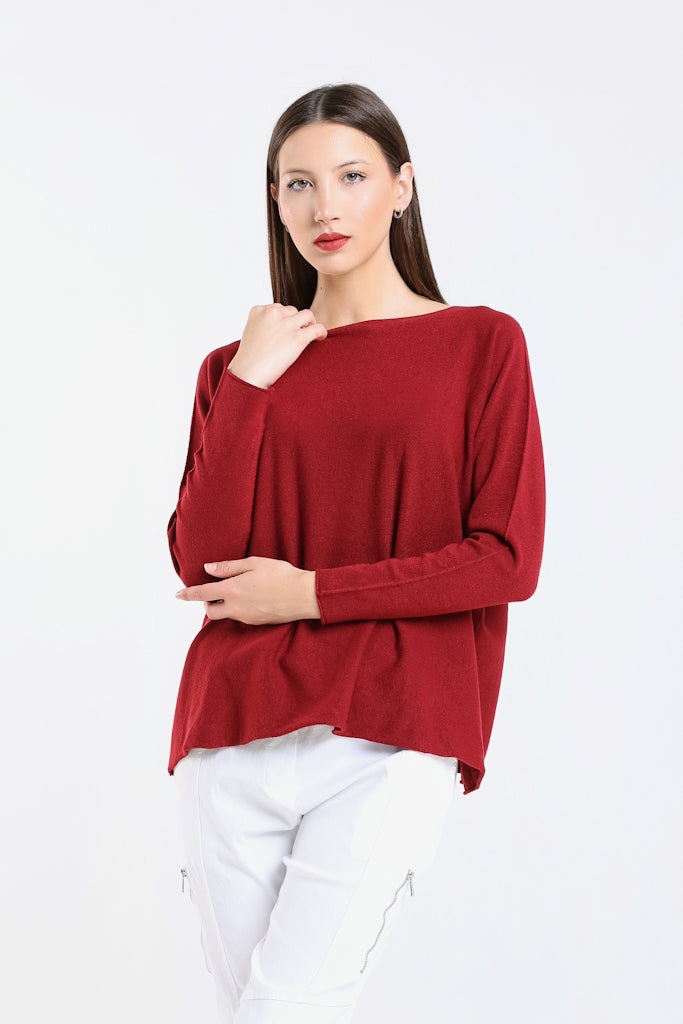 BLS425-602 Burgundy Laurin Seriously Soft Jewel Neck Sweater