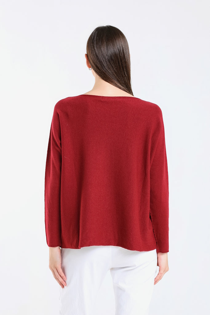 BLS425-602 Burgundy Laurin Seriously Soft Jewel Neck Sweater