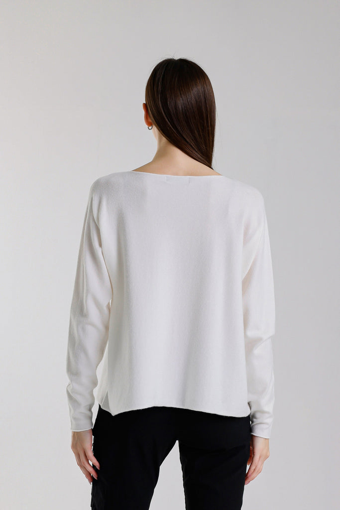 BLS425 105 Cream Laurin Seriously Soft Jewel Neck Sweater