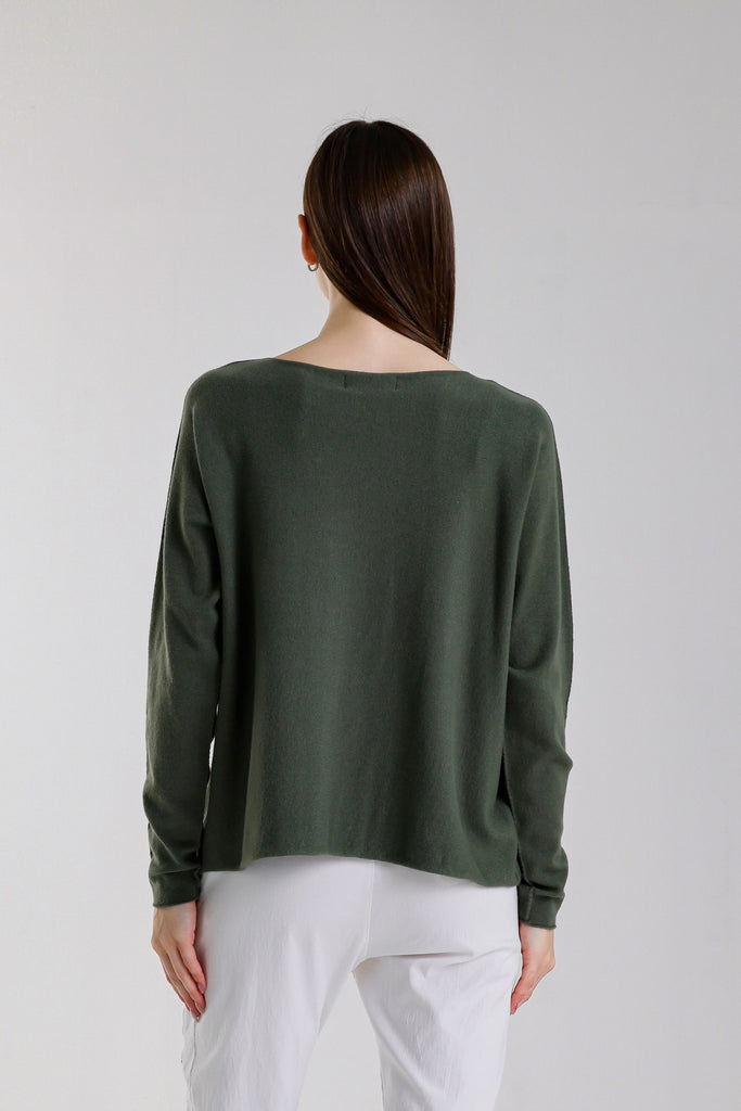 BLS425 303 Army Laurin Seriously Soft Jewel Neck Sweater