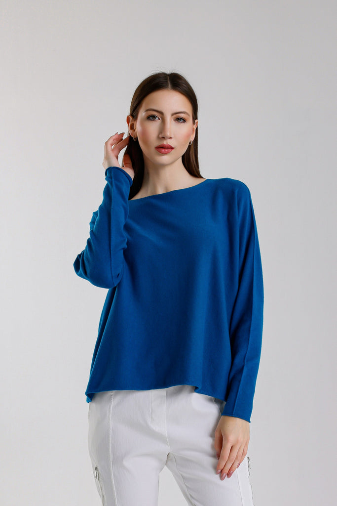 BLS425 323 Teal Laurin Seriously Soft Jewel Neck Sweater
