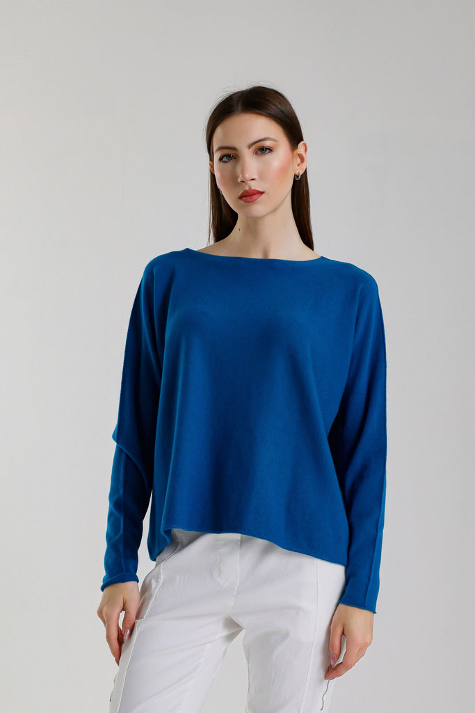 BLS425 323 Teal Laurin Seriously Soft Jewel Neck Sweater