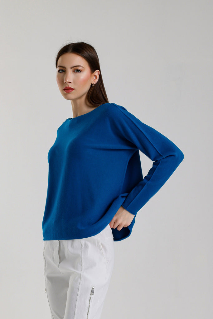 BLS425 323 Teal Laurin Seriously Soft Jewel Neck Sweater