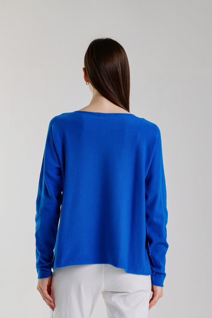 BLS425 401 Cobalt Laurin Seriously Soft Jewel Neck Sweater