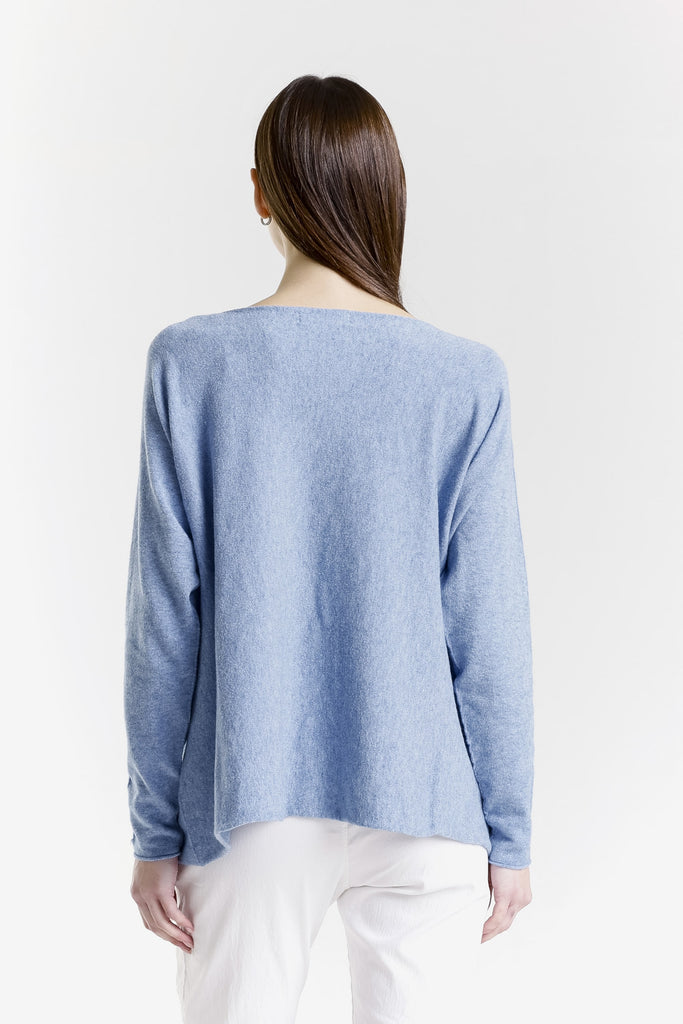 BLS425 411 Navy Melange Laurin Seriously Soft Jewel Neck Sweater-4