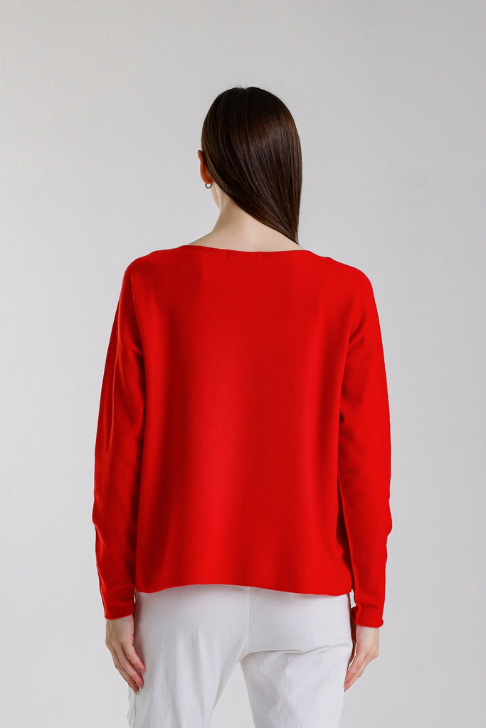 BLS425 600 Red Laurin Seriously Soft Jewel Neck Sweater