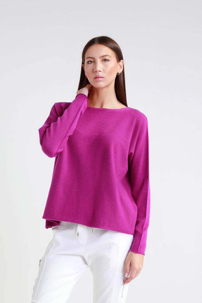 BLS425 628 Dark Cherry Laurin Seriously Soft Jewel Neck Sweater