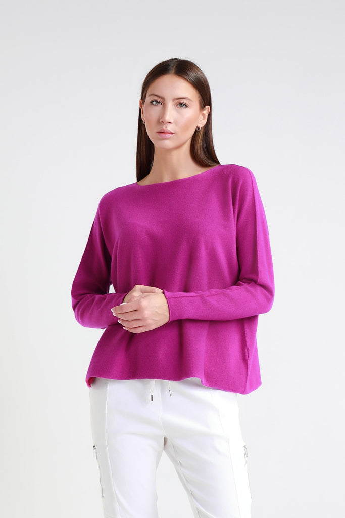 BLS425 628 Dark Cherry Laurin Seriously Soft Jewel Neck Sweater
