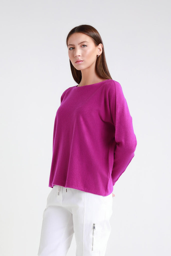 BLS425 628 Dark Cherry Laurin Seriously Soft Jewel Neck Sweater