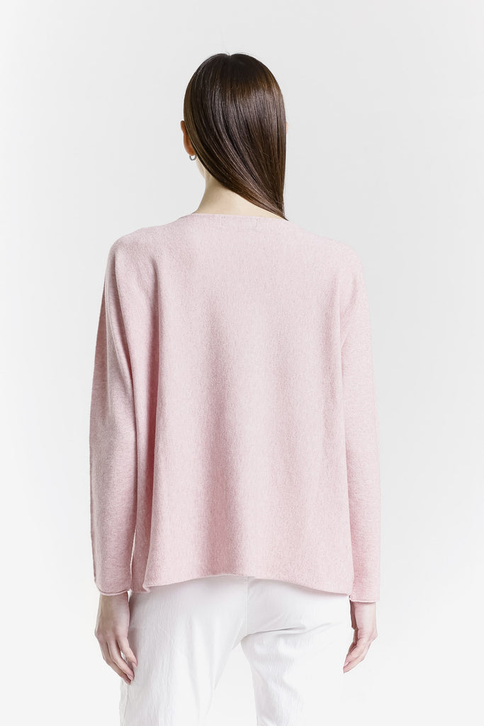 BLS425 665 Pink Melange Laurin Seriously Soft Jewel Neck Sweater-4