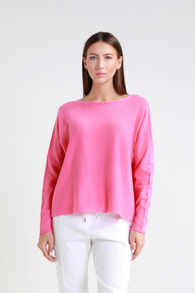 BLS425 956 Bermuda Pink Laurin Seriously Soft Jewel Neck Sweater
