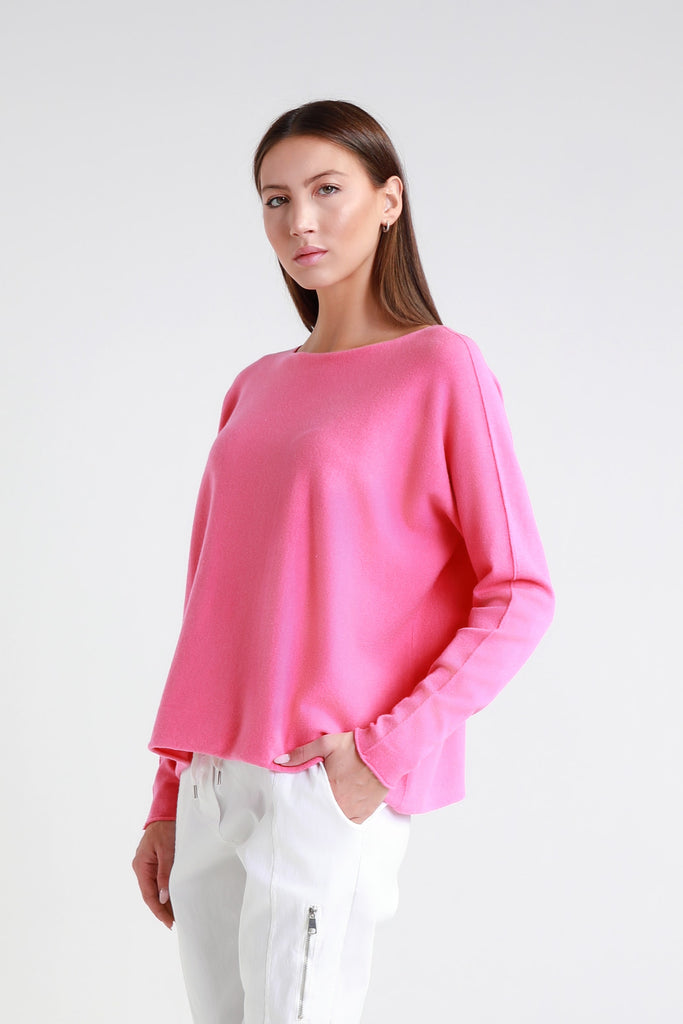 BLS425 956 Bermuda Pink Laurin Seriously Soft Jewel Neck Sweater