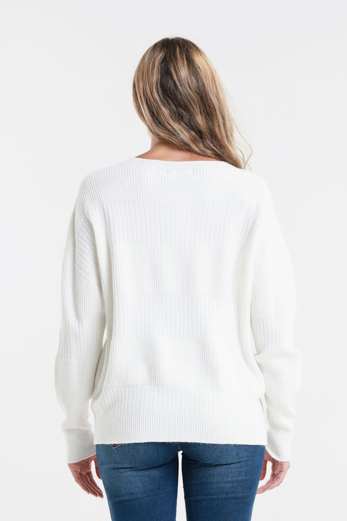 BLS430-105 Cream Heather LS Alternating Rib Knit