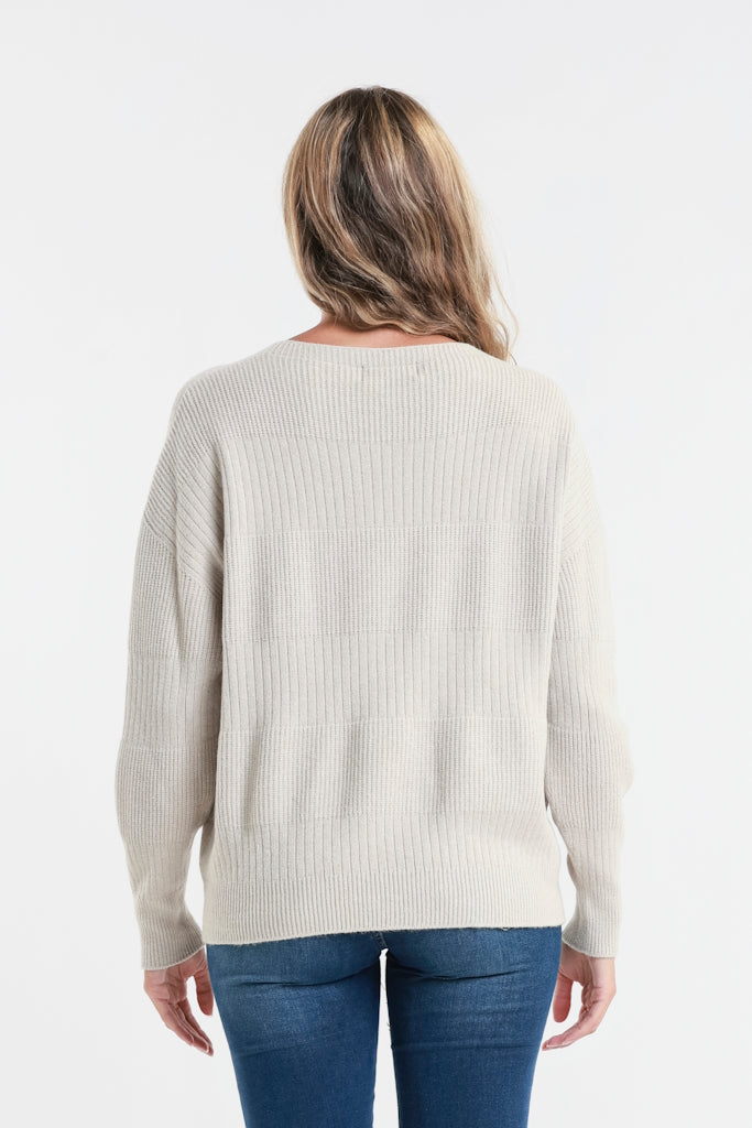 BLS430-250 Beige Heather LS Alternating Rib Knit