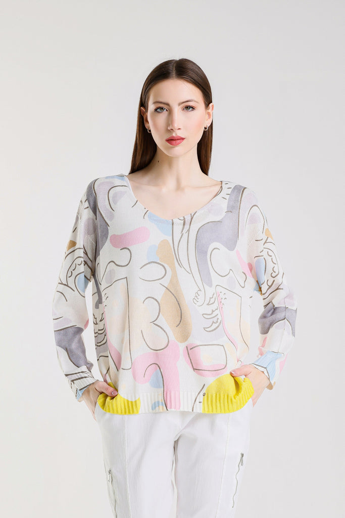 BLS431C 100 White Carnival Hannah LS Light Sweater