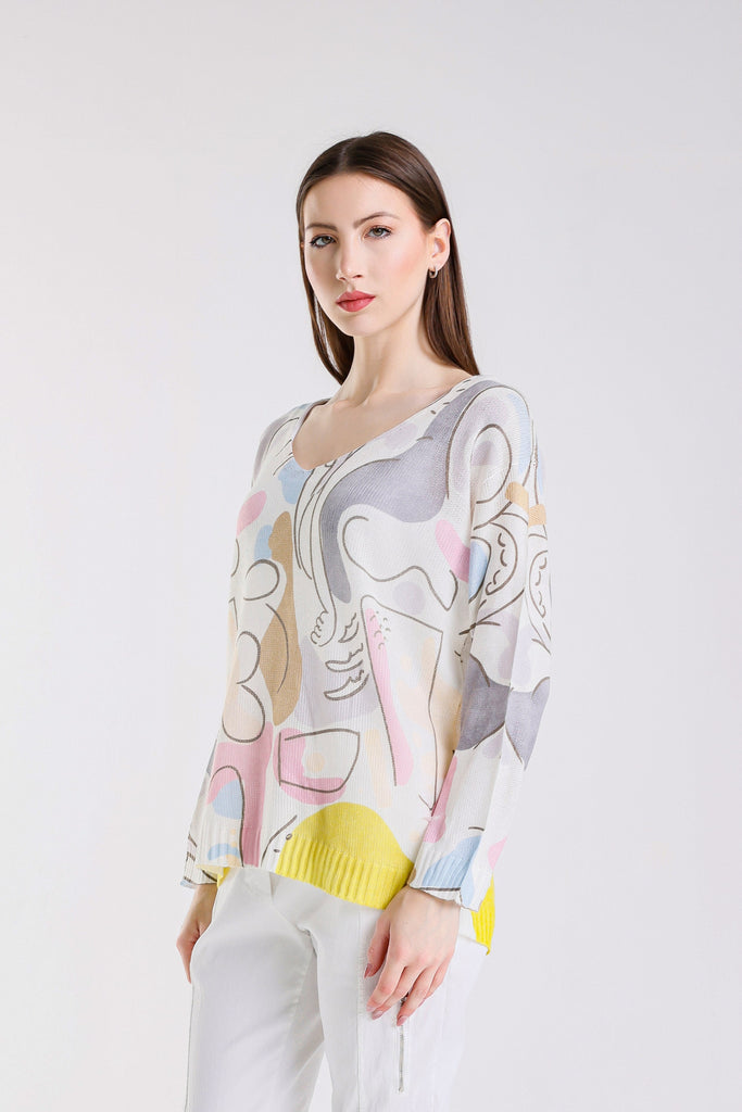 BLS431C 100 White Carnival Hannah LS Light Sweater