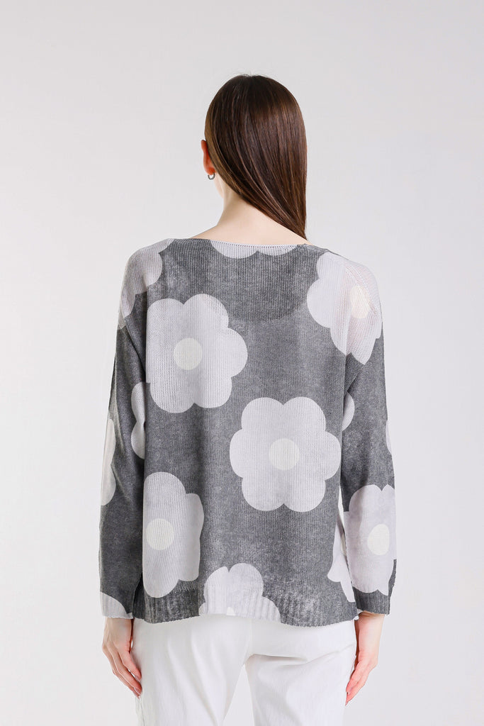 BLS431D 032 Dark Gray Daisy Hannah LS Light Sweater
