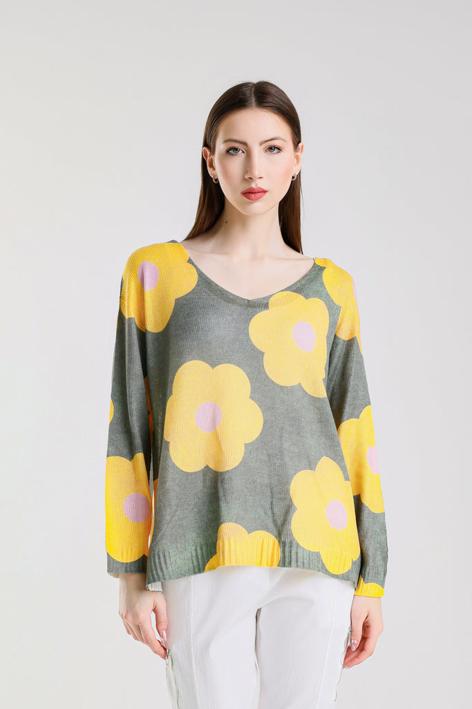 BLS431D 303 Army Daisy Hannah LS Light Sweater