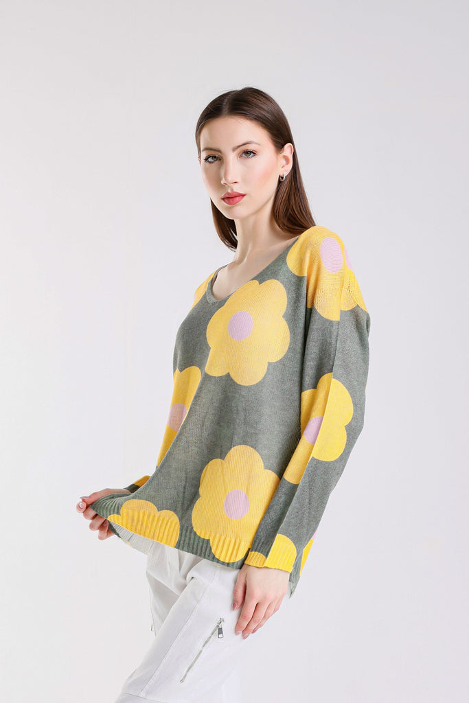 BLS431D 303 Army Daisy Hannah LS Light Sweater