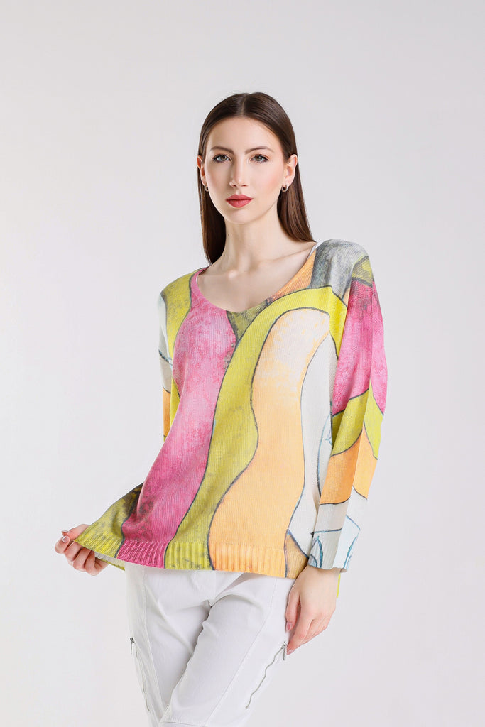 BLS431E 672 Fuchsia Art Eyelash Hannah LS Light Sweater
