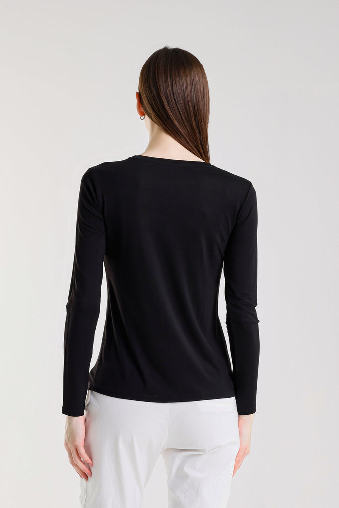 BLS432 001 Black Renata Long Sleeve Crew Neck Tee