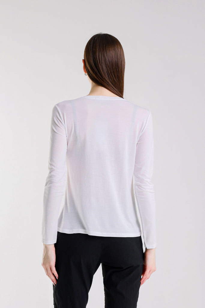 BLS432 100 White Renata Long Sleeve Crew Neck Tee