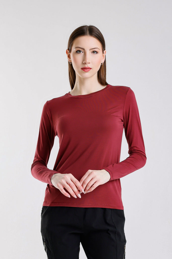 BLS432 608 Wine Renata Long Sleeve Crew Neck
