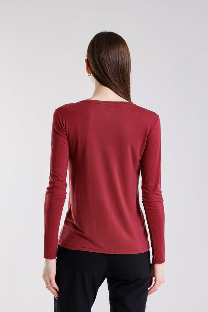 BLS432 608 Wine Renata Long Sleeve Crew Neck