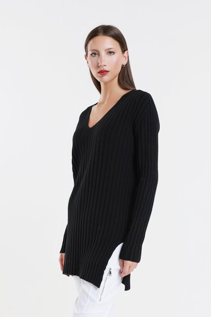 BLS441-001 Black Brandy LS Shaker Knit Sweater