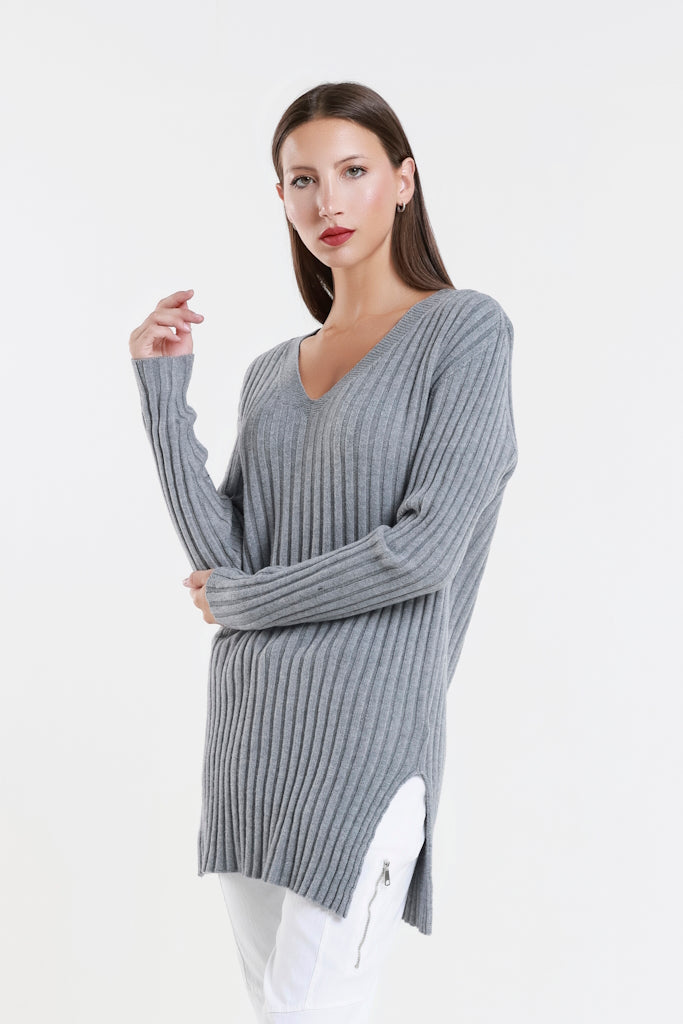 BLS441-011 Slate Brandy LS Shaker Knit Sweater