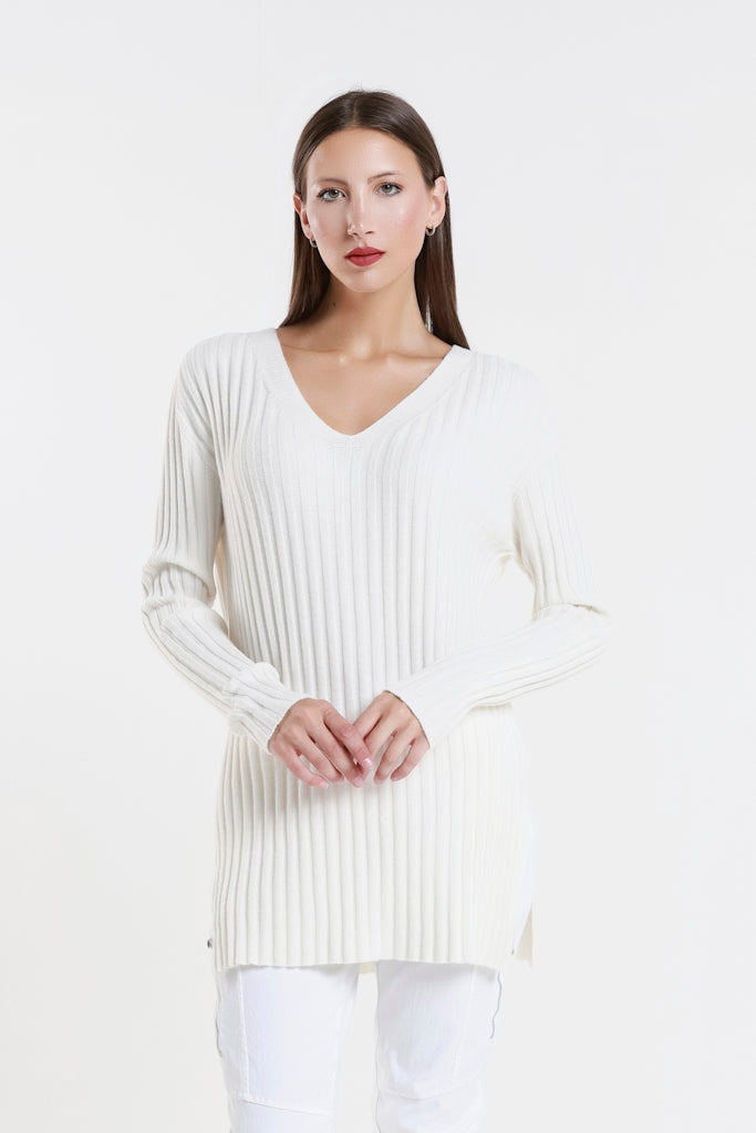 BLS441-105 Cream Brandy LS Shaker Knit Sweater