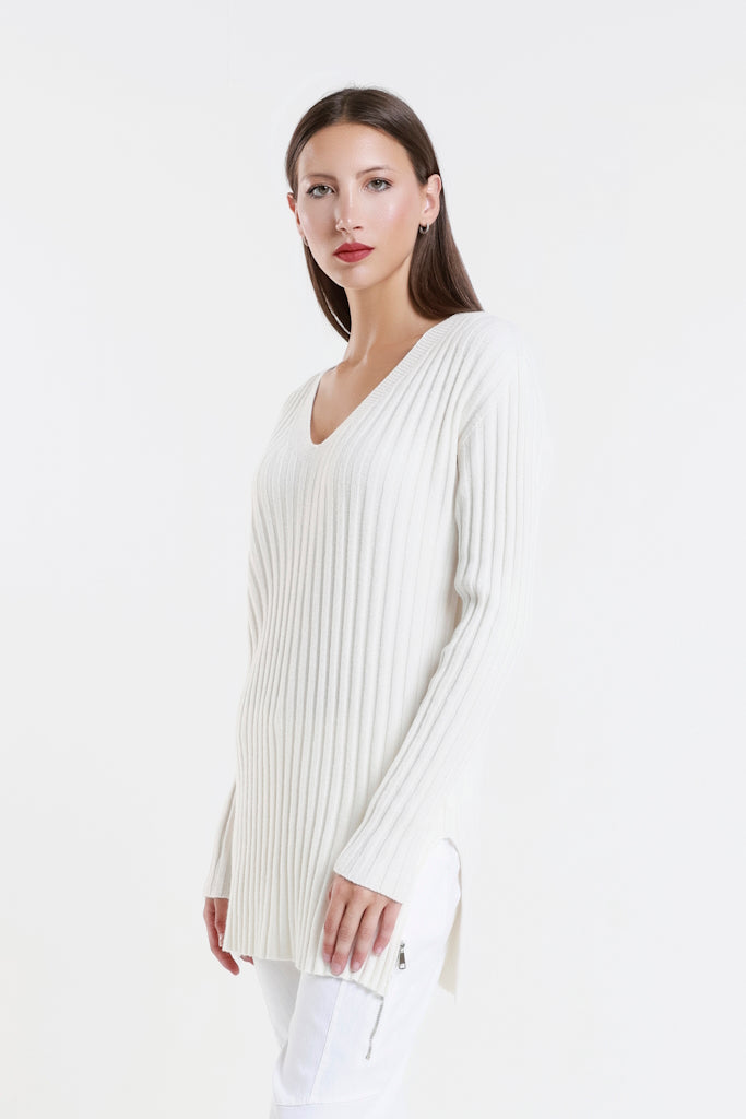 BLS441-105 Cream Brandy LS Shaker Knit Sweater