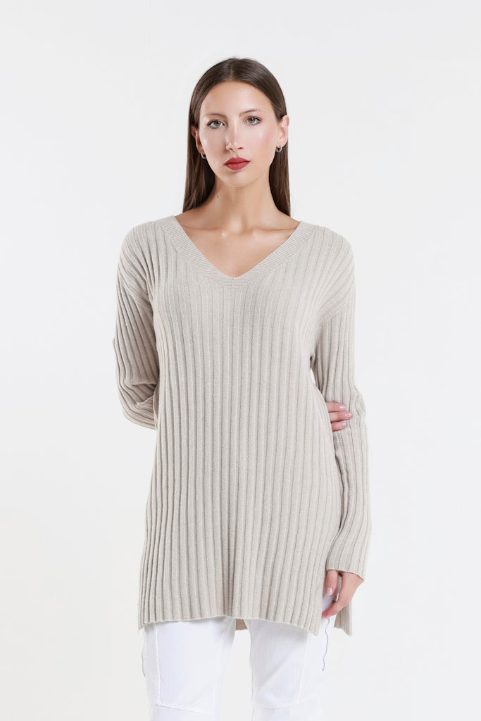 BLS441-250 Beige Brandy LS Shaker Knit Sweater