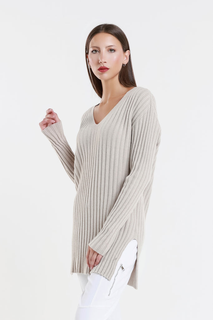 BLS441-250 Beige Brandy LS Shaker Knit Sweater