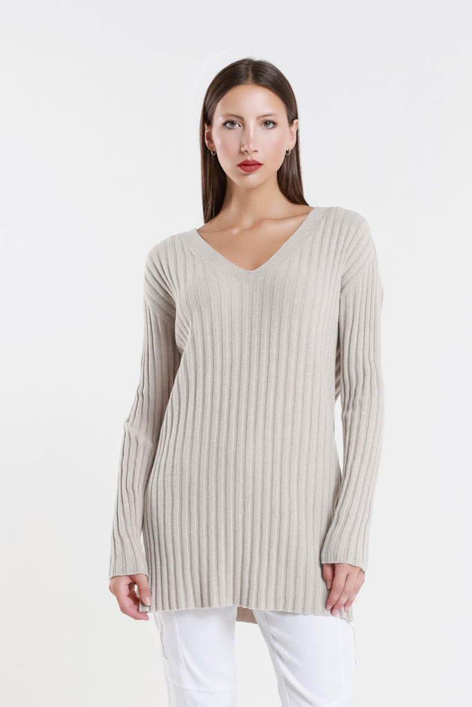 BLS441-250 Beige Brandy LS Shaker Knit Sweater