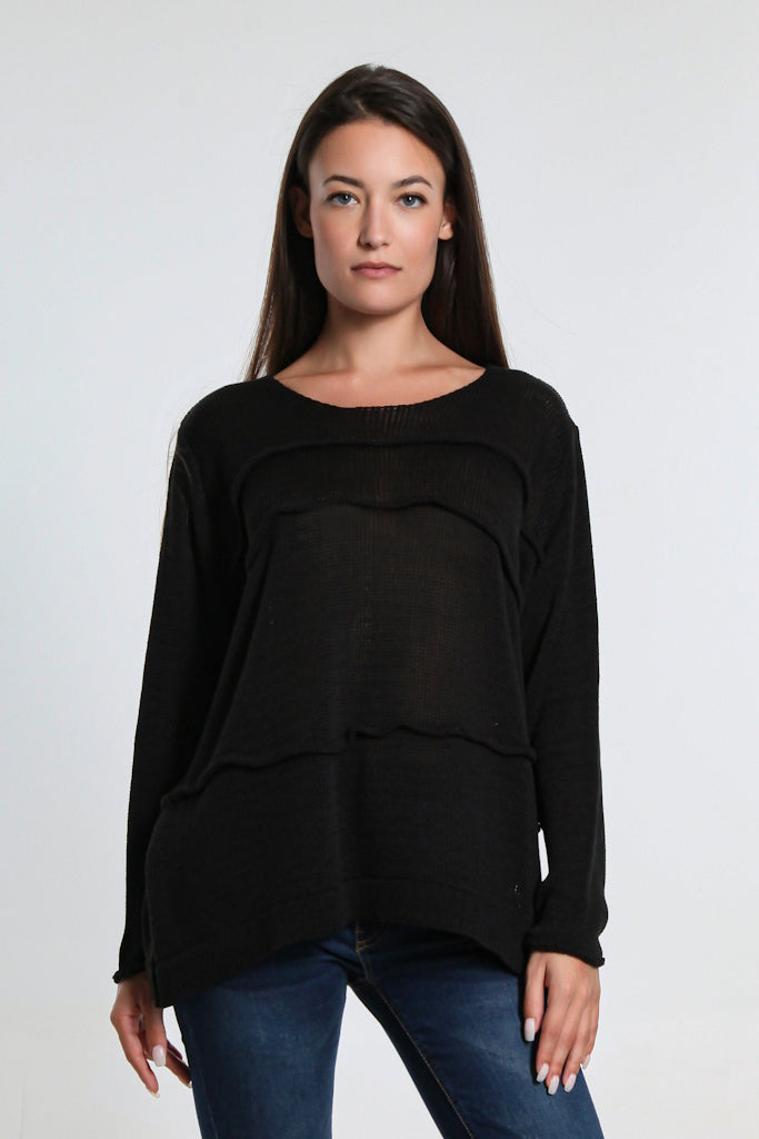 BLS912-001 Black Blythe Triple Line Sweater