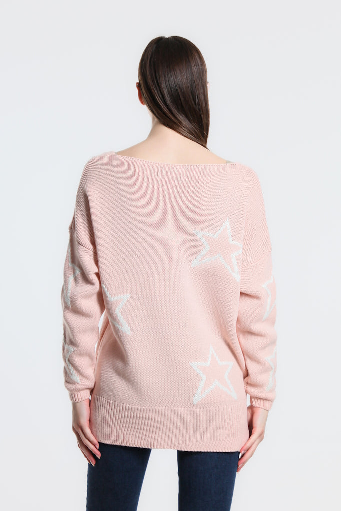 BLS914-681 Blush w/White Star Steffi Sweater