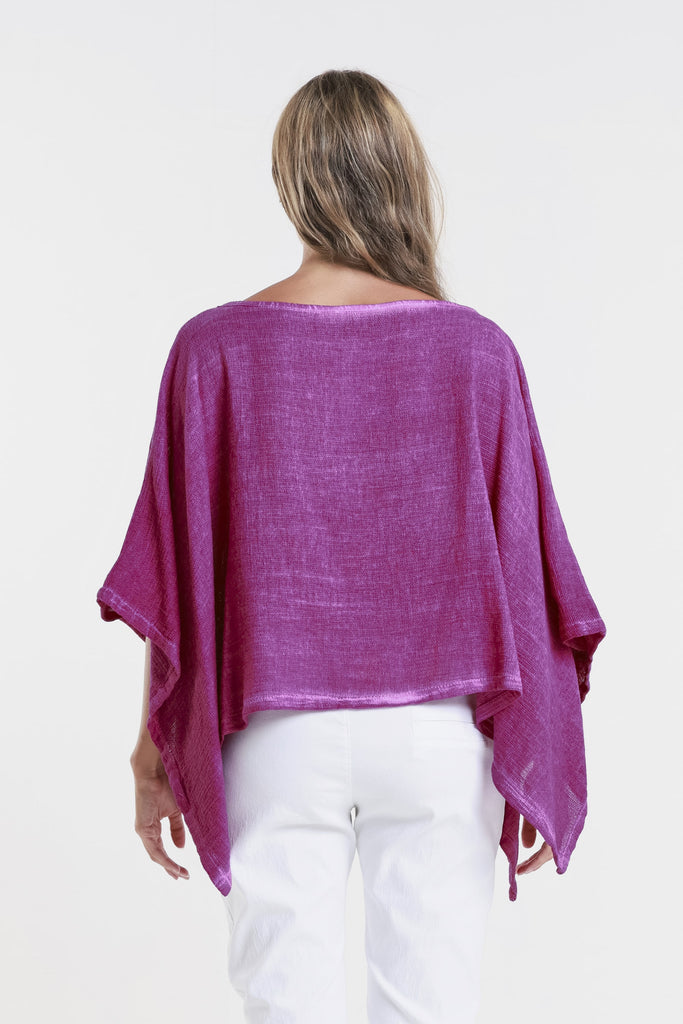 BQ168 629 Dark Cherry Enzyme Leah Ctn/Linen Poncho-4