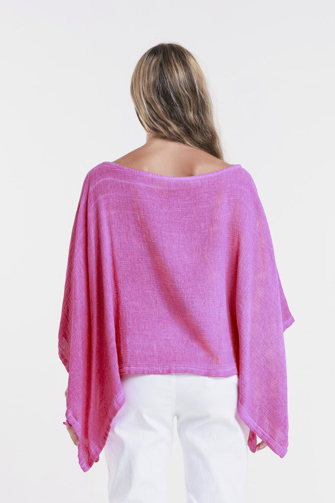 BQ168 673 Fuchsia Enzyme Leah Ctn/Linen Poncho-4