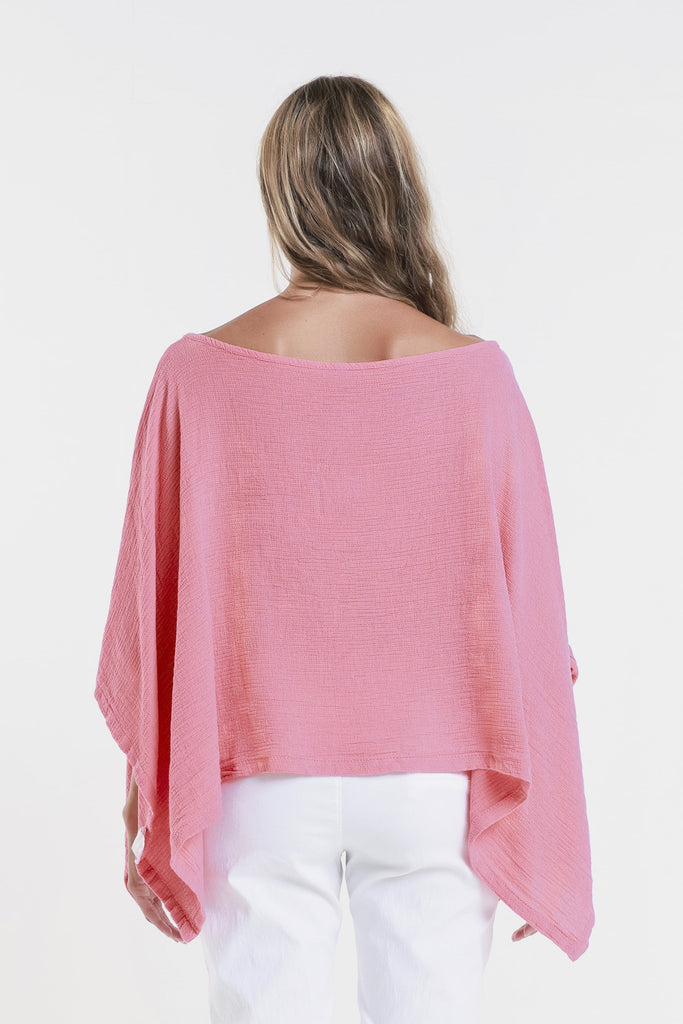 BQ168 810 Coral Leah Ctn/Linen Poncho-4