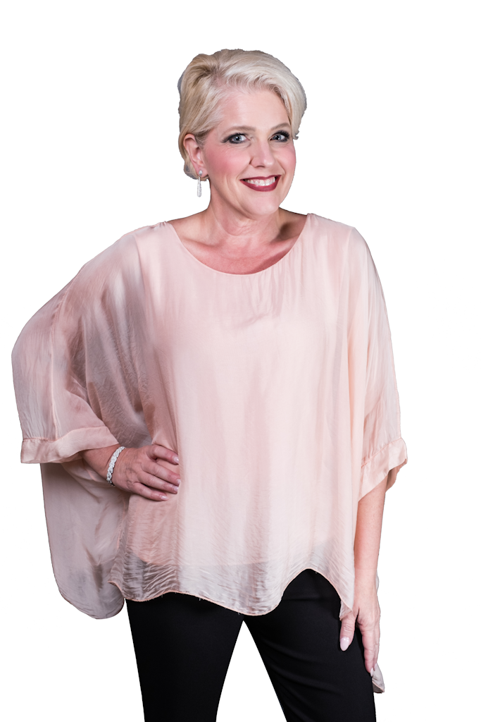 BQ201-696 Peach Sofia 3/4 Sleeve Silk Kaftan