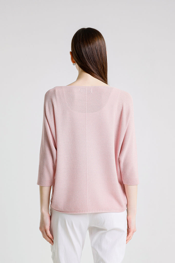 BQ243P 681 Blush Sparkle Brielle 3/4 Slv V-Neck Top